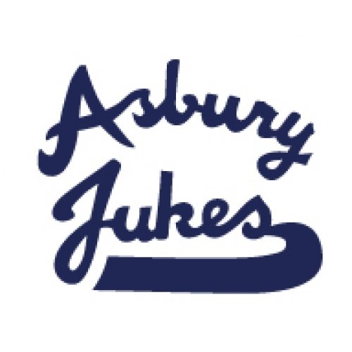 Blue logo on white T-shirt Blue logo on white T-shirt